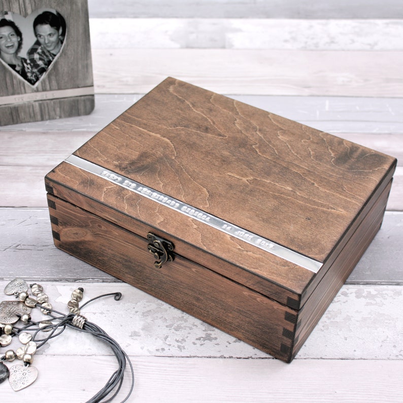 Wooden Jewellery Box Large Personalised Keepsake Personalised Gift Box 5th anniversary gift jewellery storage gift for wife image 5