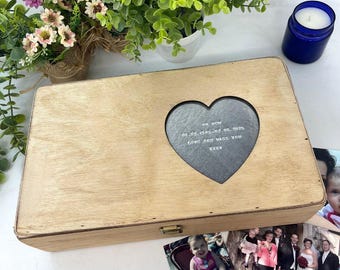 Wooden Heart Box with Heart-shaped Personalised Message for a Romantic Gift, Wedding, Anniversary or Valentine's
