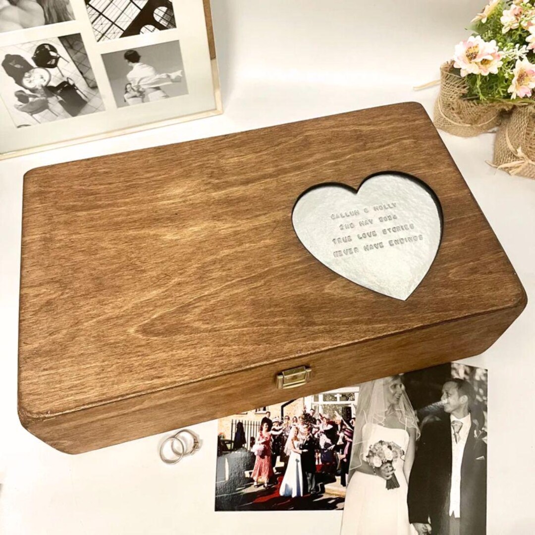 Wooden Heart Keepsake Box - Personalised Wedding Gift - Memory Box ...