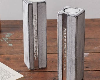 Wooden Candle Tealight Holders (set of two) - 5th wedding anniversary gift - personalised candle - wooden gift - wedding present - handmade