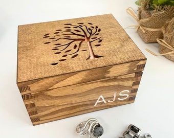 Wooden Tree Filigree Trinket Box  - Personalised Initials  Jewellery Box - Copper Anniversary Gift - 7th Anniversary