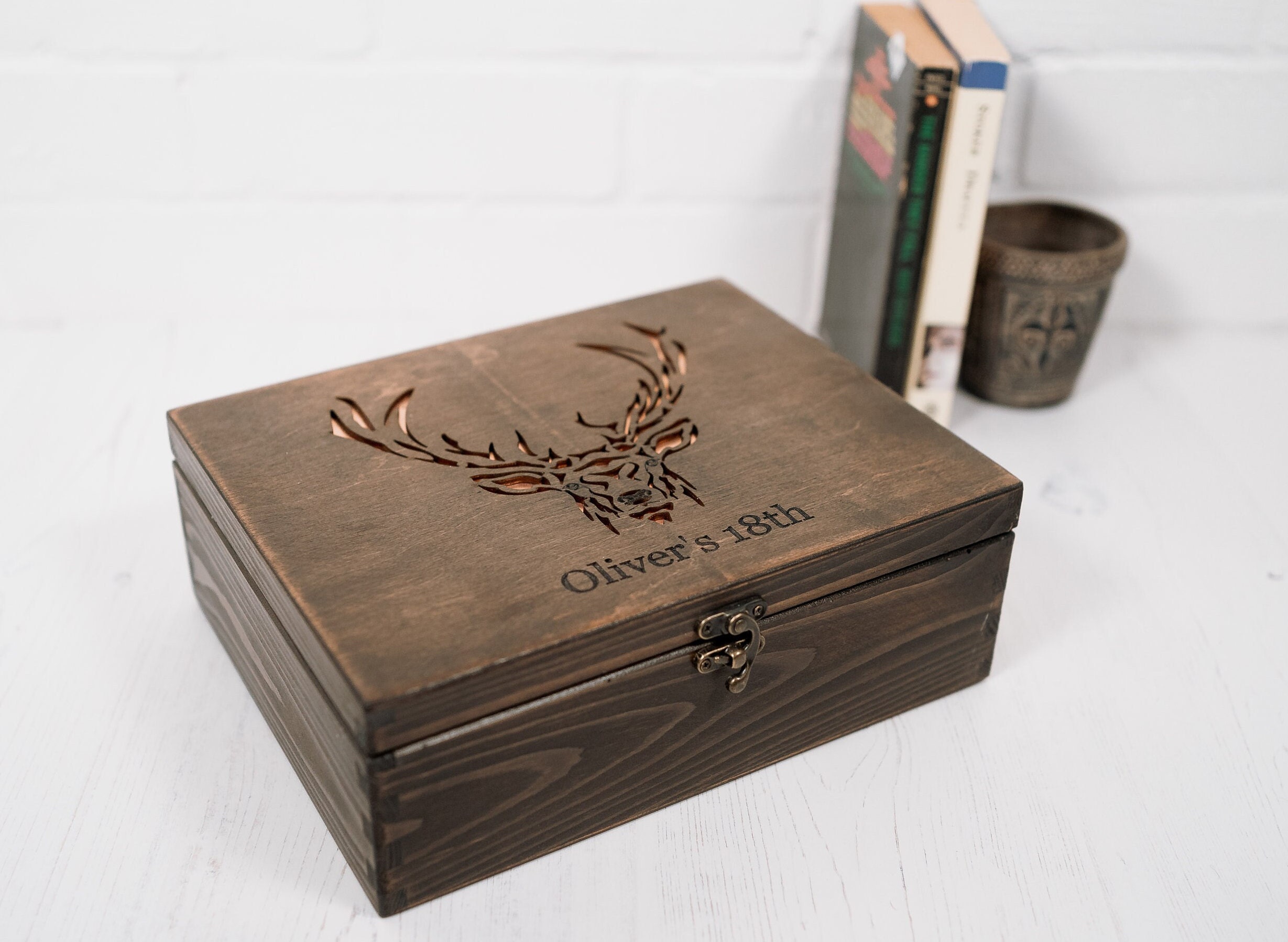Wooden Stag Cufflink and Watch Box Men's Accessories Box Etsy UK