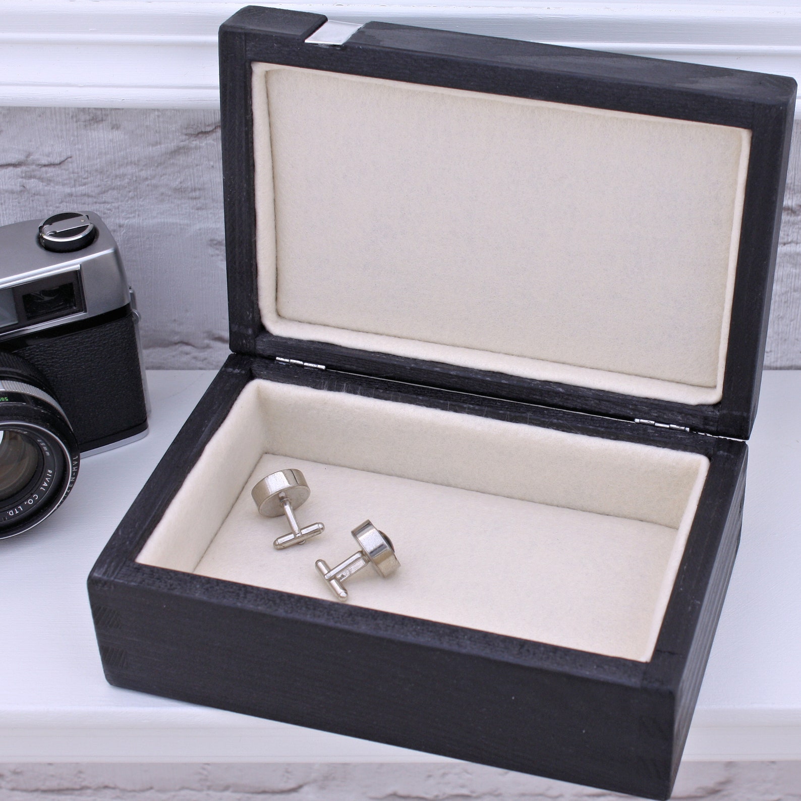 wooden watch and cufflink box