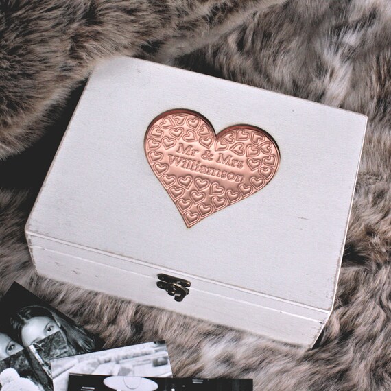 Wooden Heart Keepsake Box Personalised Wedding Memory Box Etsy