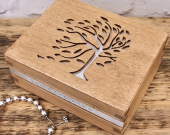 Wooden Tree Filigree  Trinket Box  - personalised wooden jewellery box - girls birthday - handmade keepsake box - handcrafted wooden storage