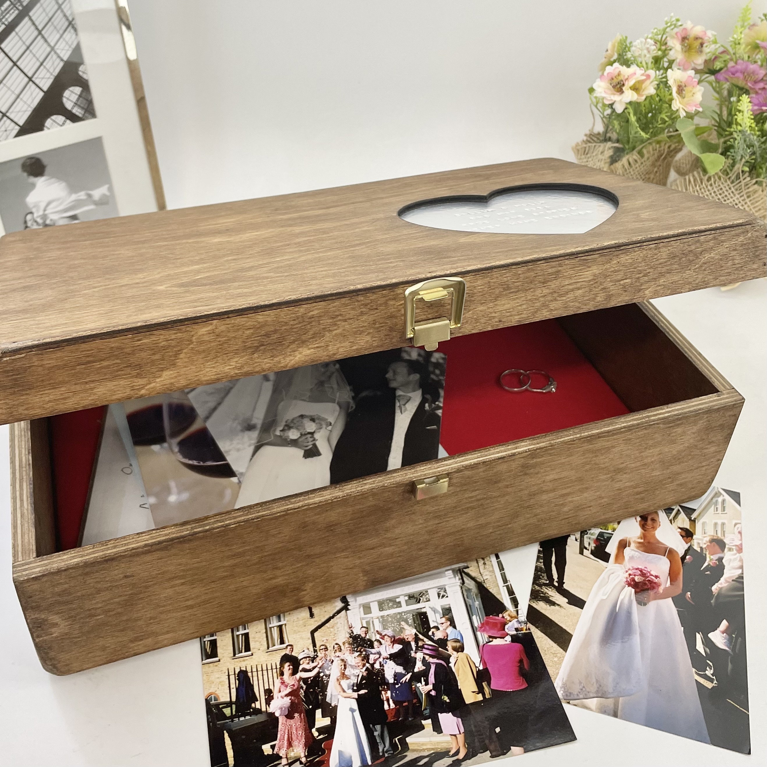 Heart Design Wooden Keepsake Box - Personalised Wedding Gift ...