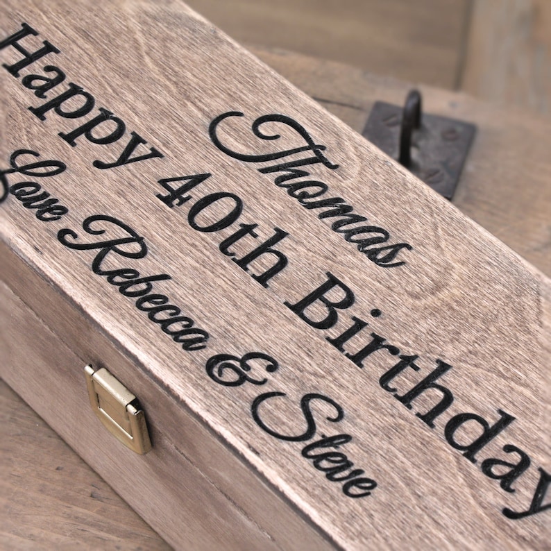 Wooden Happy Birthday Wine Box 40th Birthday Gift Etsy
