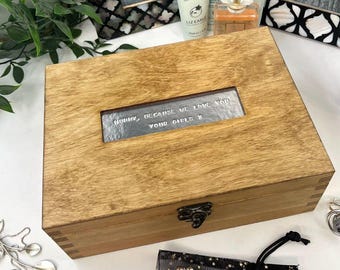 Wooden Jewellery Box  - Personalised Jewellery Storage - Trinket Box - Handcrafted Wooden Keepsake - Accessories Box for Men - Cufflink Box