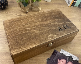 Carved Initials Wooden Keepsake Box - Personalised Memory Box - Birthday Gift