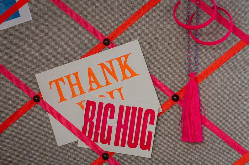 Fabric Notice Board Linen Fabric With Neon Ribbons Many Etsy