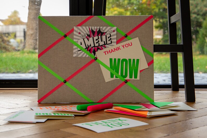 Fabric Notice Board Linen Fabric With Neon Ribbons Many Etsy