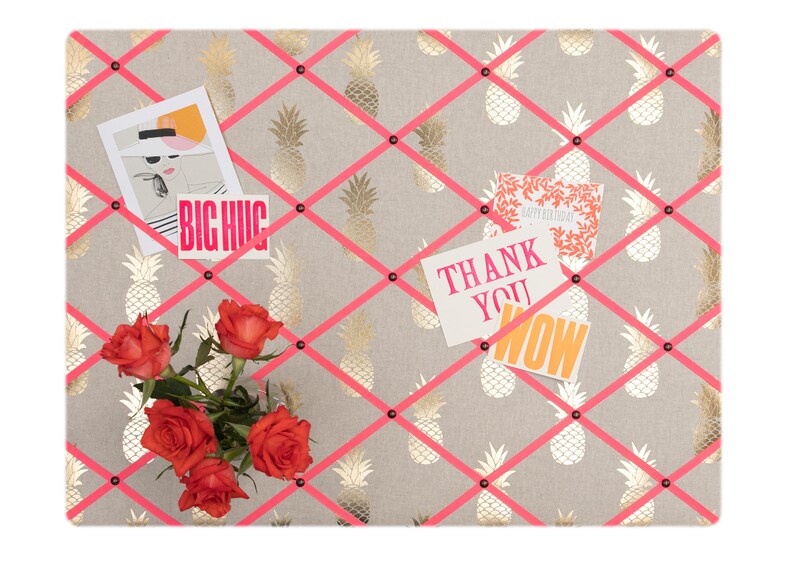 Fabric Notice Board Linen Fabric With Neon Ribbons Many Etsy