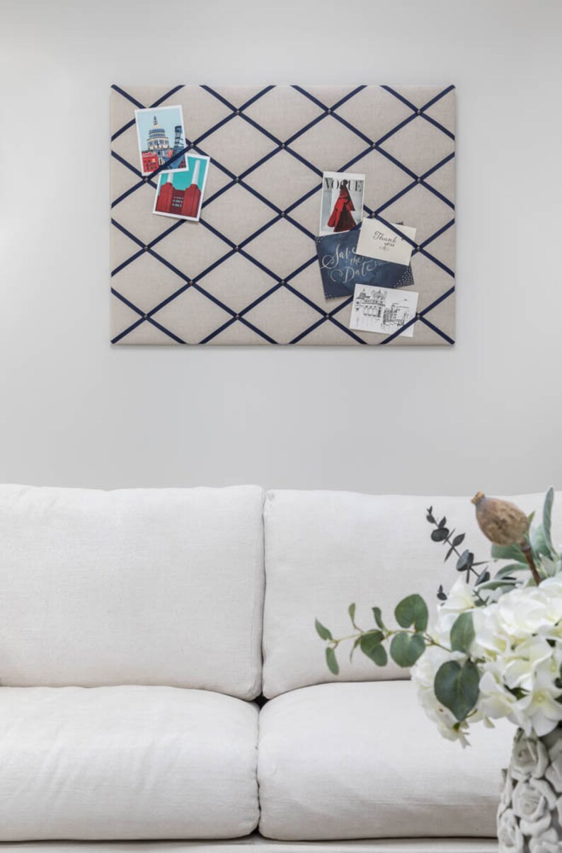 Fabric Notice Board Linen Fabric With Neon Ribbons Many Etsy