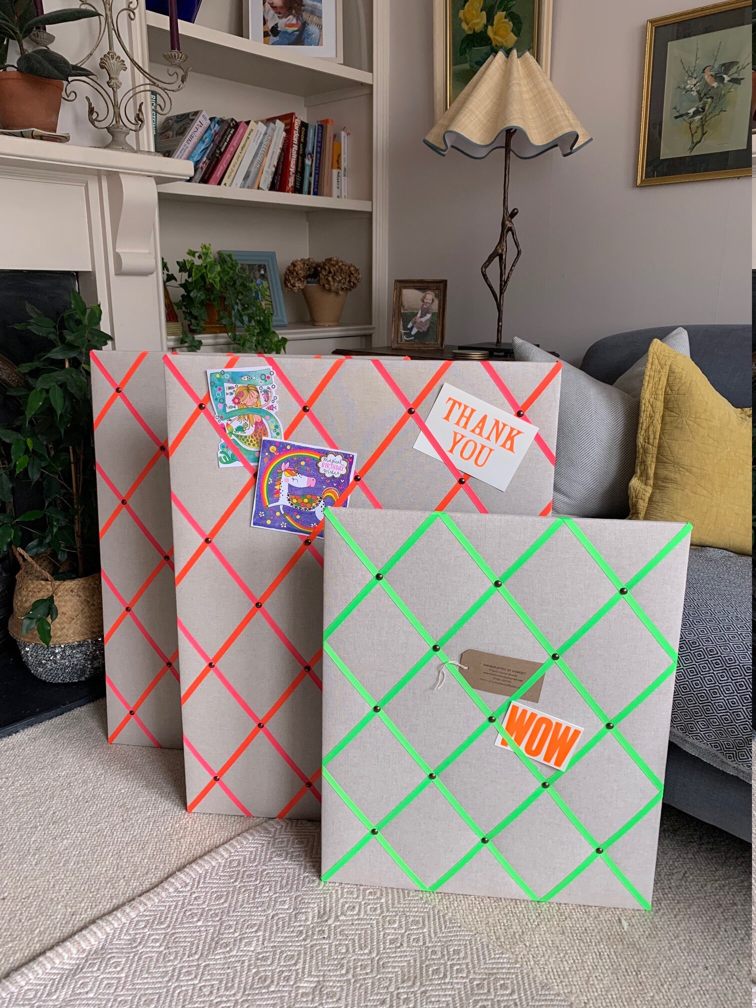 Fabric Notice Board Linen Fabric With Neon Ribbons Many Etsy