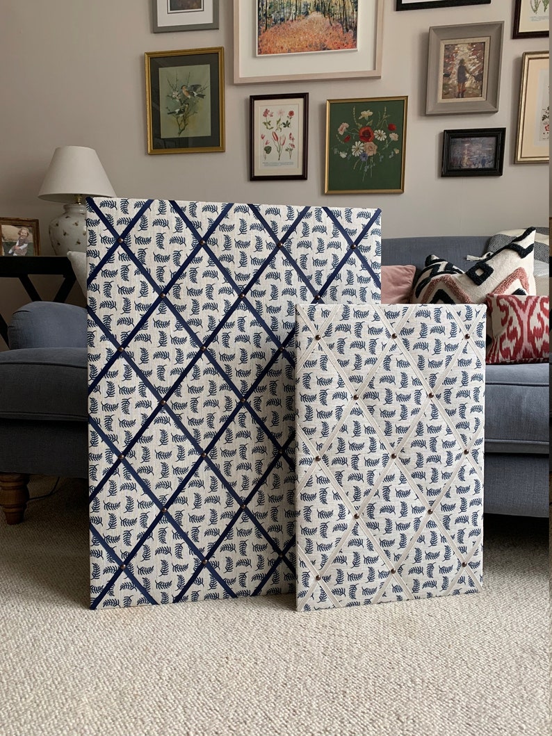 Notice board Grey pinecone linen from Madder Cutch & Co Etsy