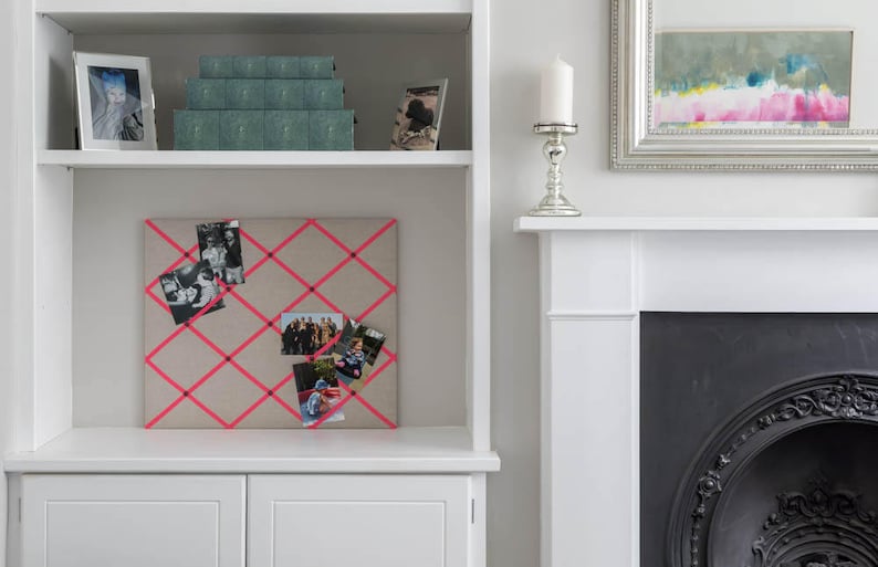 Fabric Notice Board Linen Fabric With Neon Ribbons Many Etsy