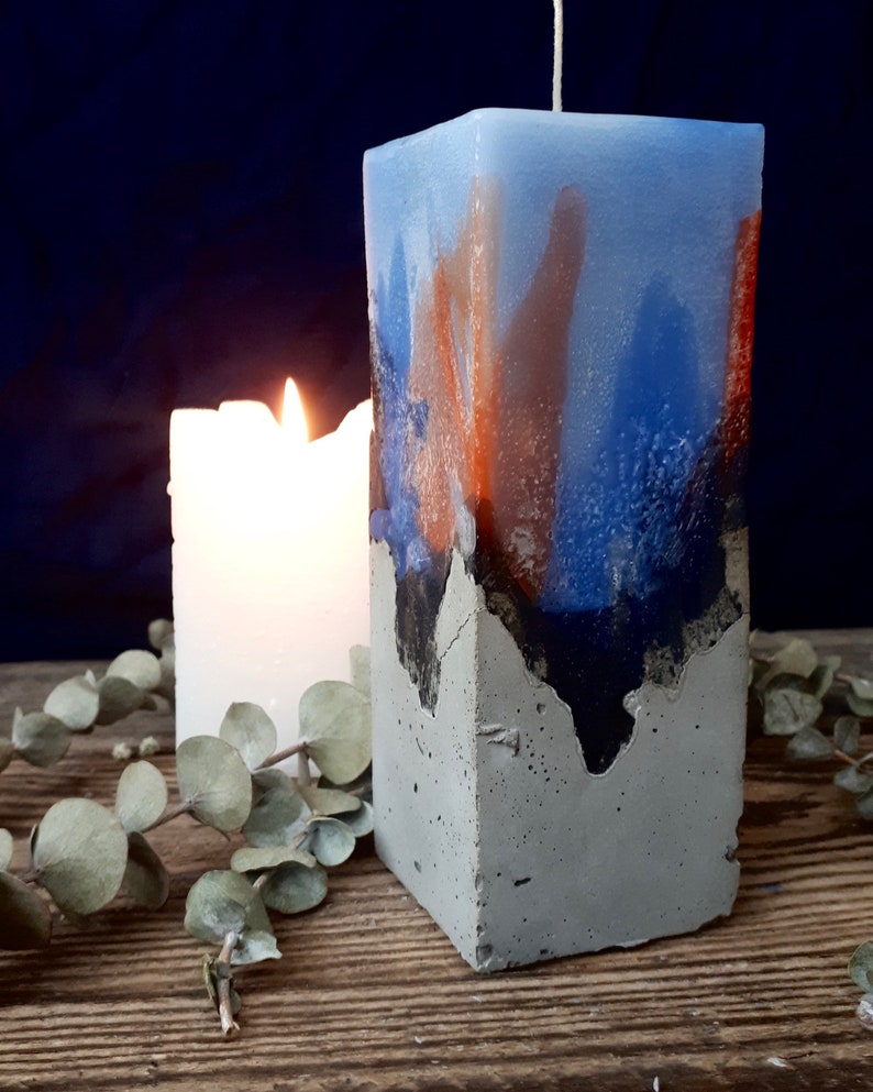 Mehrfarbige abstrakte Beton Kerze moderne industrielle | Etsy