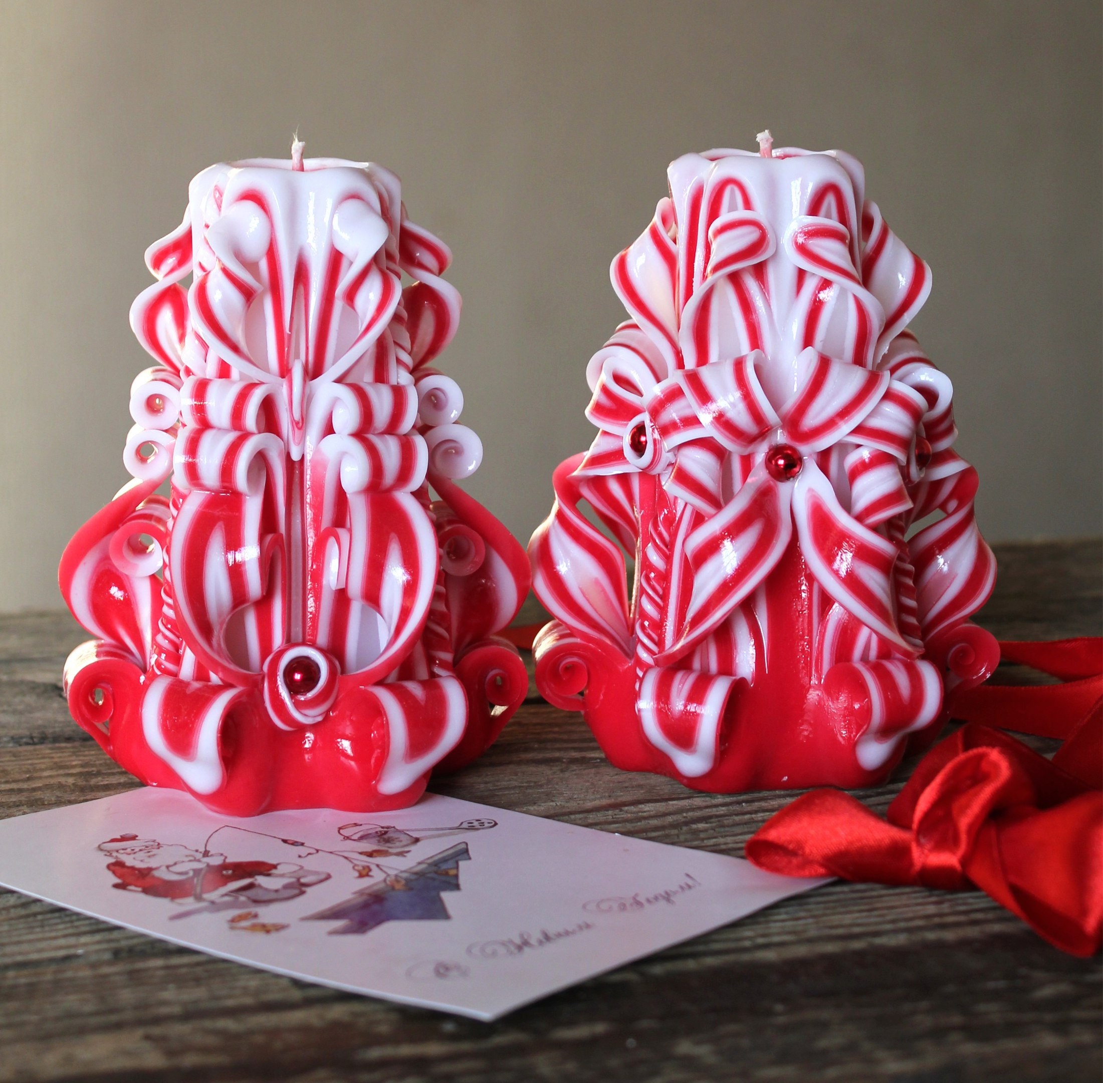 Christmas candles Сhristmas clearance in Red and white Etsy