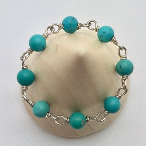 Turquoise & Sterling Silver Stackable Chain Ring
