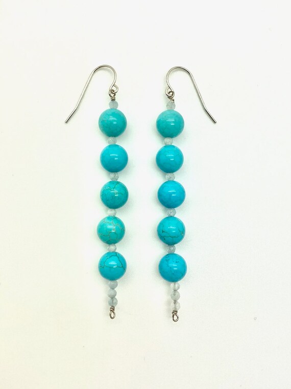 Turquoise & Aquamarine Shoulder Duster Earrings - Etsy display picture 1