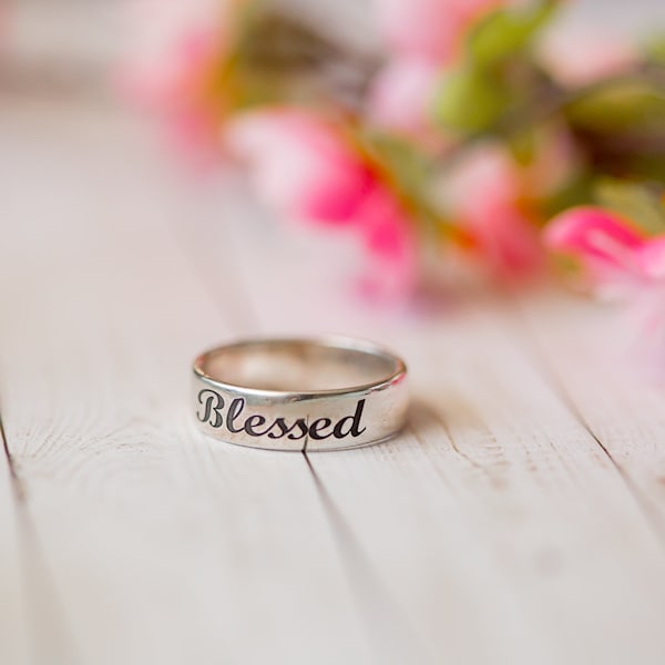 Christian Ring, Scripture Ring, Blessed Ring, Spiritual Jewelry, Sterling Silver Jewelry, Faith Ring, Mother's Day Gift, Easter Gift