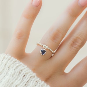 Sterling Silver Beaded Heart Ring, Heart Jewelry, Beaded Ring, Adjustable Faith Ring, Faith Jewelry, Mother&#39;s Day Gift, Easter Gift
