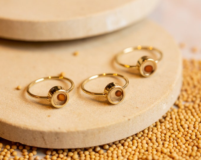 Gold Mustard Seed Faith Ring, Mustard Seed Jewelry, Christian Gift