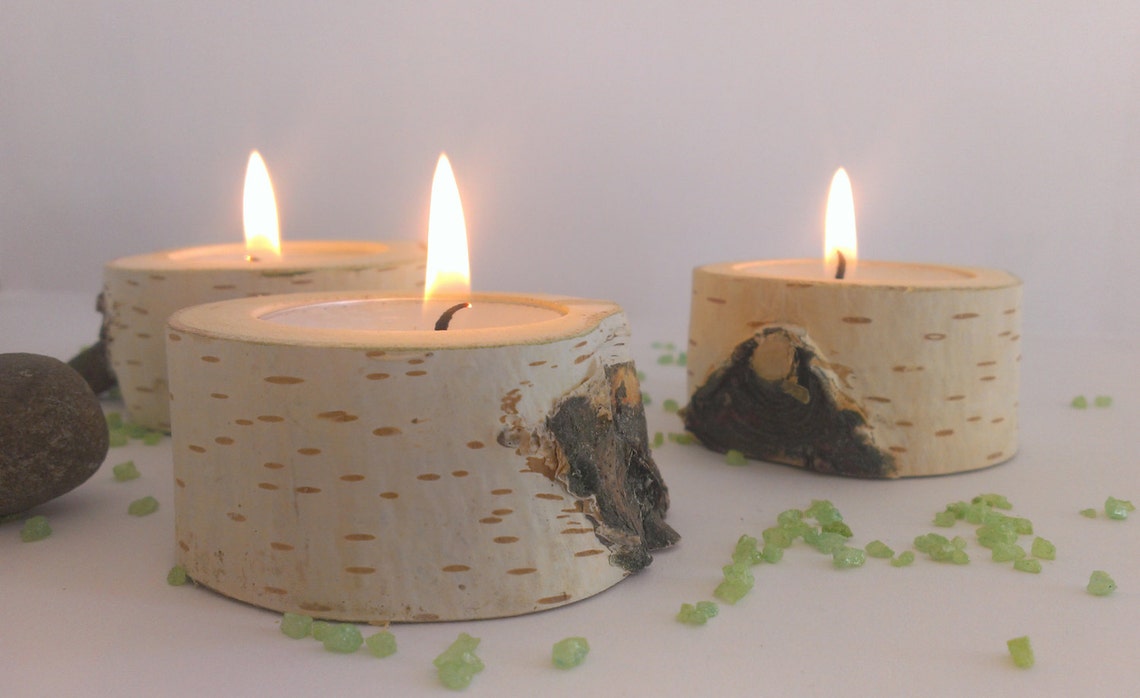 Birch Tree Branch Candle Holder Wooden Candle Tealight Etsy
