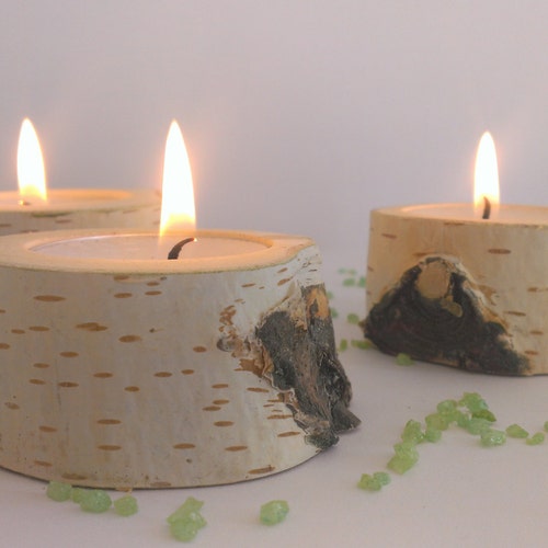 Birch Tree Branch Candle Holder Wooden Candle Tealight Etsy