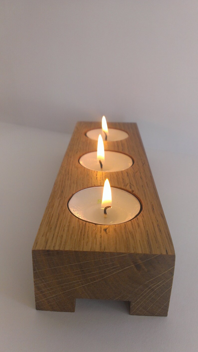 3 Tea Light Candle Holder, Modern Look Candle Holder, Wooden Candle