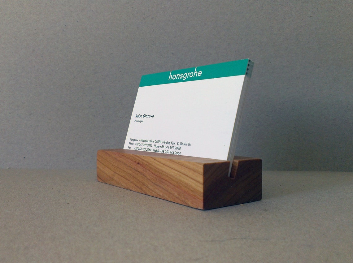 Wood Business Card Holder. Cherry Wood Business Card Holder Etsy