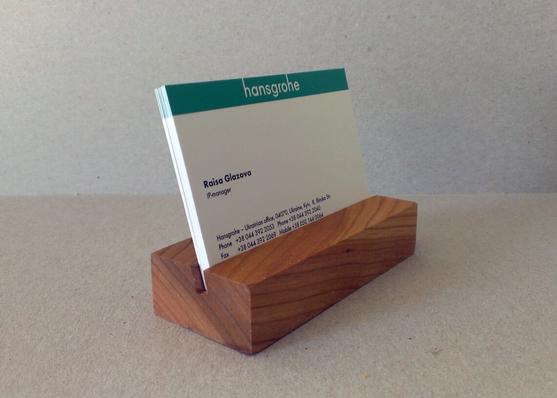 Wood Business Card Holder. Cherry Wood Business Card Holder Etsy