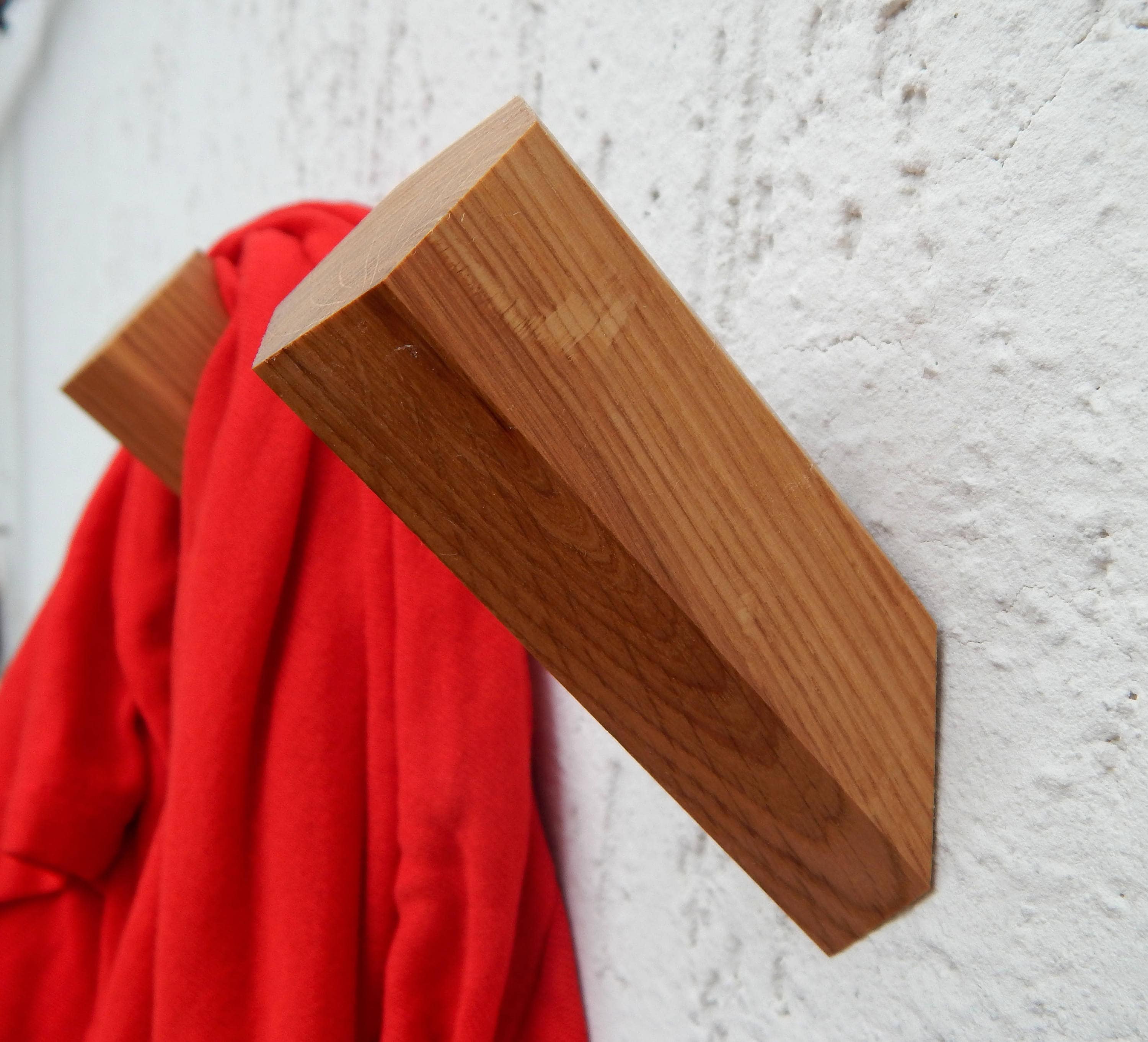 Hexagon Oak Wall Hook, Wooden Coat Hook, Coat Rack, Modern Wooden Hook, Home Decor, Decorative Branches, Accessorize