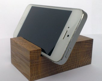 Oak  Wood iPhone Smart Phone Desk Stand Holder, iPhone  Wood Stand, iPhone Stand, iPhone Wood Dock Station, Cell Phone, Office, Kitchen