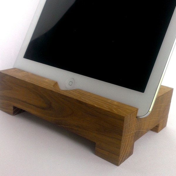 iPad Wood Desk Stand Holder,  Tablet  Wooden Stand,  iPad Oak Wood Dock Station, iPad Charging Station, iPad Accessories