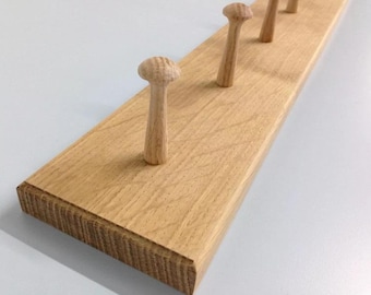 Shabby chic SOLID OAK shaker peg rail, vintage style wooden coat hooks rack Handmade