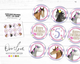 Ozdoby na babeczki z motywem koni | Dekoracje na imprezę z motywem koni