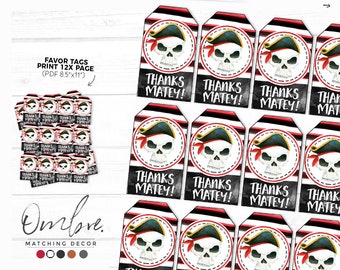 Tagi upominkowe na przyjęcie urodzinowe piratów, wydrukowane etykiety upominkowe na torbę z łupami, natychmiastowe pobranie