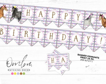 Banner na przyjęcie urodzinowe z koniem | Natychmiastowe pobranie