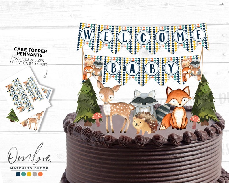 Woodland Baby Shower Cake Topper Instant Download Gender Etsy Woodland Baby Shower Cake Topper Instant Download Gender Etsy