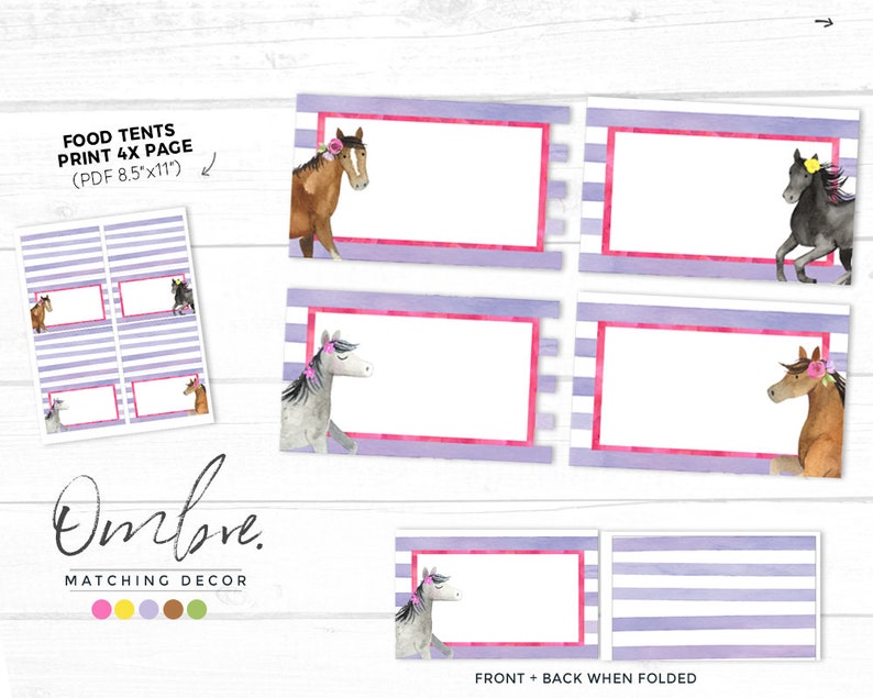 Horse Birthday Party Table Food Tents Etsy