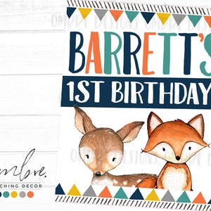 Letrero imprimible para fiesta de cumpleaños en el bosque