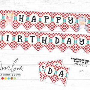 Bauernhof Girlande, alles Gute zum Geburtstag, Partydekoration auf dem Bauernhof, Sofort Download