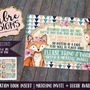Boek verzoekkaart babyshower bos meisje | Direct downloaden