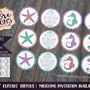 Mermaid Birthday Party Cupcake Toppers