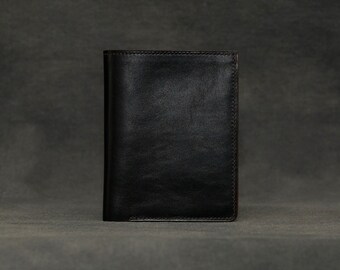 Brown mens wallet Vegetable Tanned Leather,Made in Italy vegetable leather