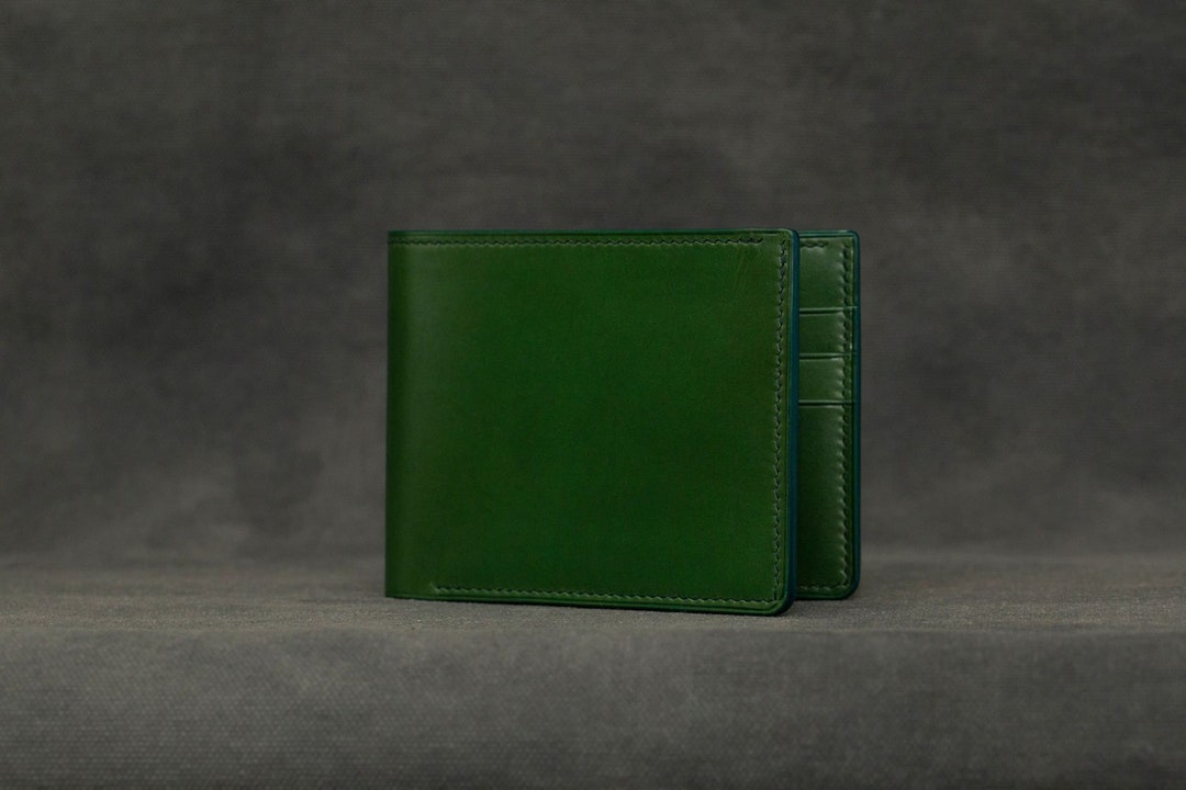 Green Mens Wallet Vegetable Tanned Leathermade in Italy Etsy