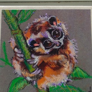 Tiny scissors canvas painting – Slow Loris