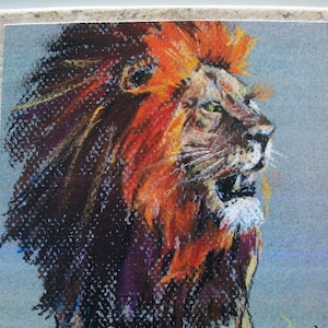 Lion NoZoo Art Tile, lion art, lion wall decor, ceramic animal art, lion head, lion gift