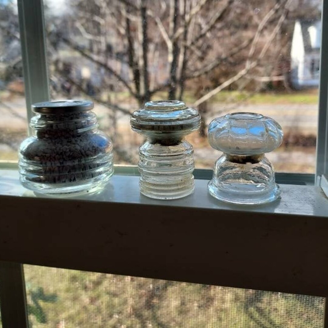 Vintage Blue Magic Moisture Containers, Glass Tops for Salt and Pepper ...